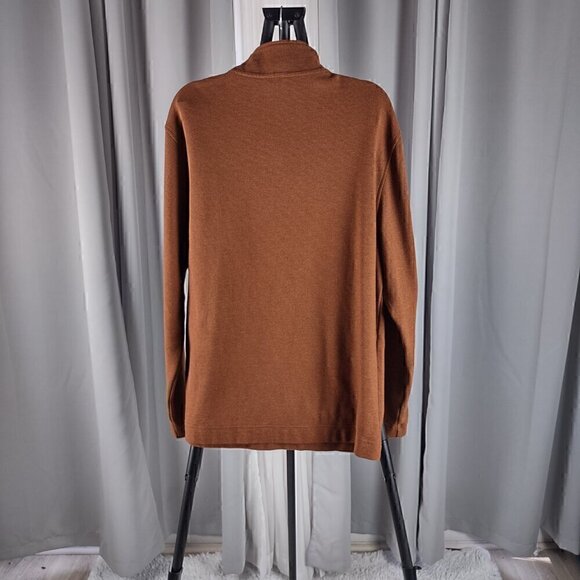 Van Heusen Mens Dark Orange Flex Long Sleeve 1/4 Zip Soft Sweater Size Large - Picture 3 of 13